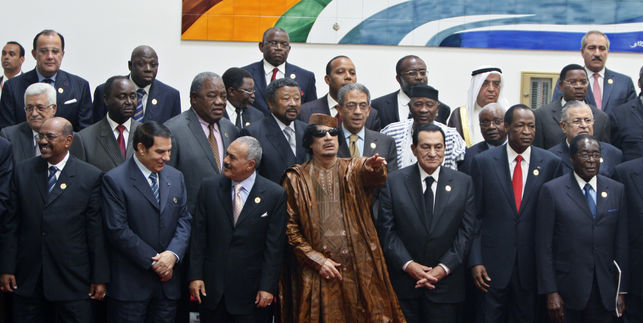 Ben Alí, Salé, Gadafi, Mubarak y otros líderes africanos en la cumbre afro-árabe celebrada en Sirte, Libia, en octubre de 2010.