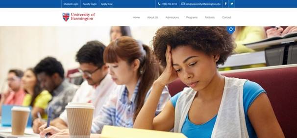As luce el sitio web de la universidad apcrifa (Captura de pantalla)